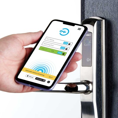 TLJ mobile key app on phone opening lock